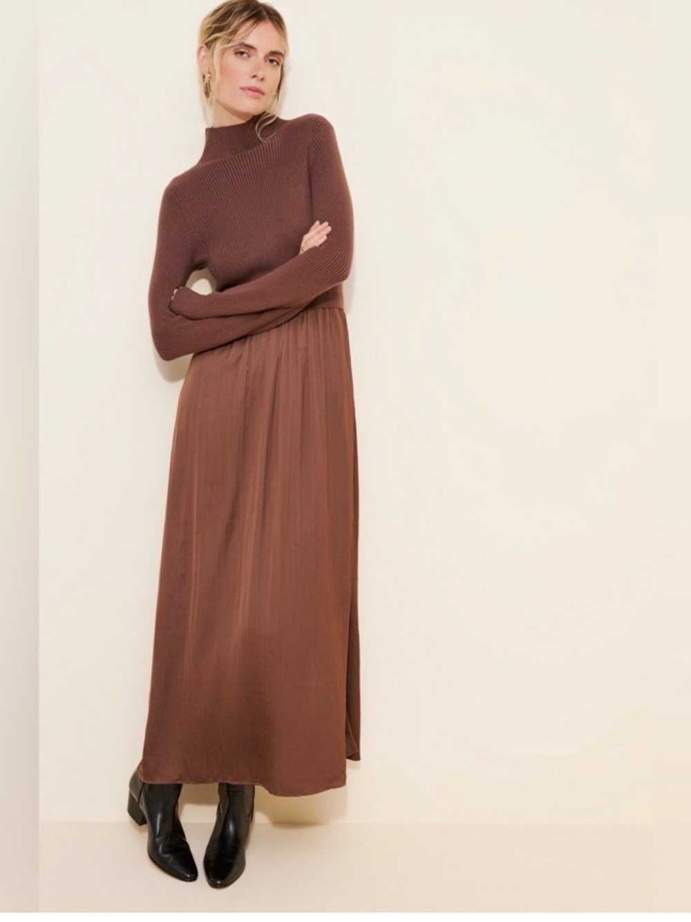 RARE ANTHROPOLOGIE
NWT Thea Long-Sleeve Twofer
Maxi Dress- Petite large